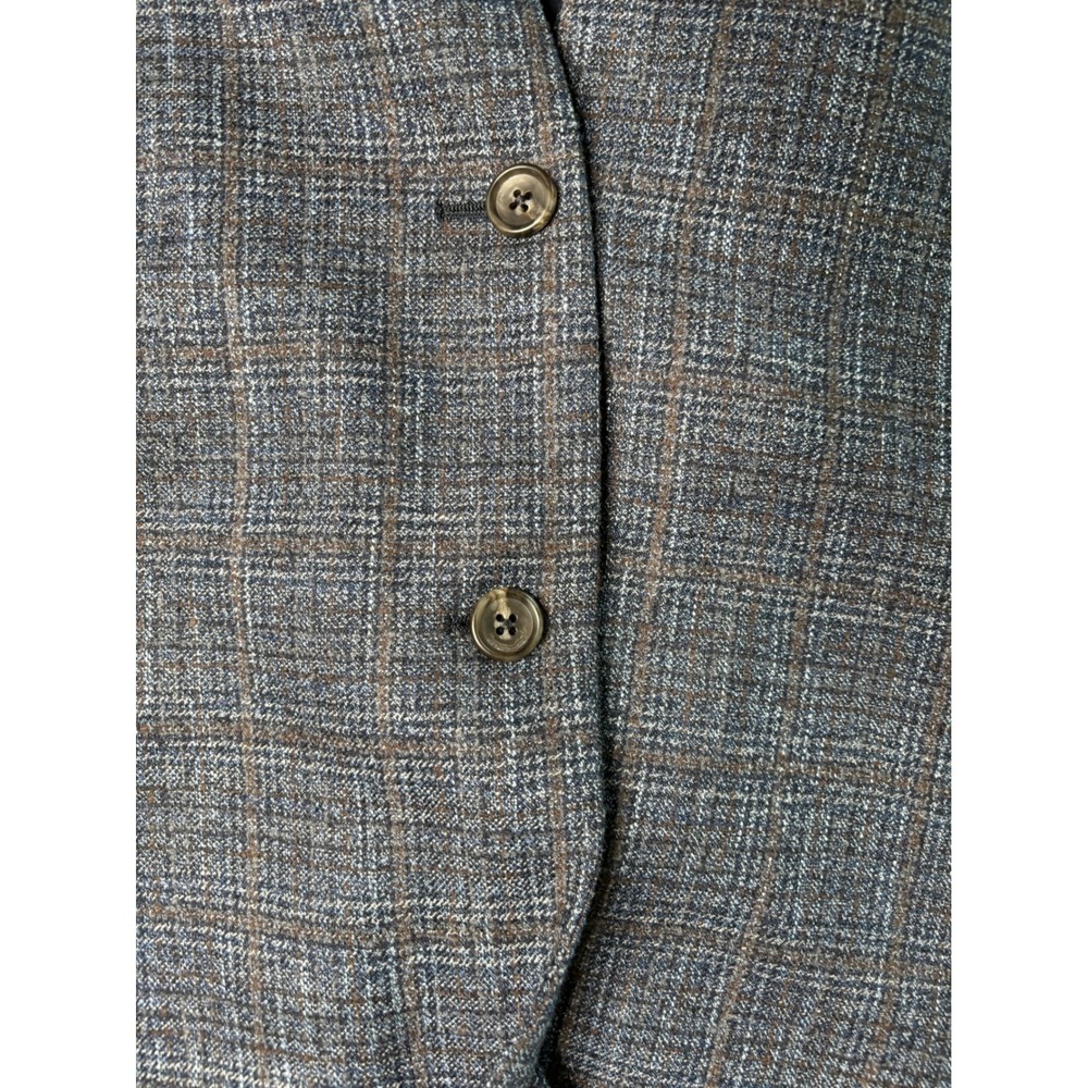 Jos A Bank Reserve Blazer 48L Blue Brown Plaid Wool Made in USA Italian Fabric - Picture 4 of 14